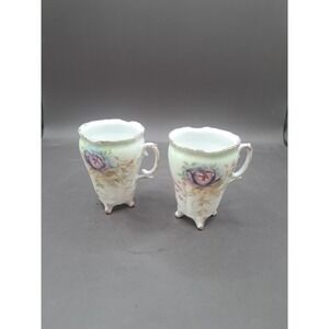 Two RS Prussia Porcelain Espresso Cups Antique Delicate Beautiful Purple Floral